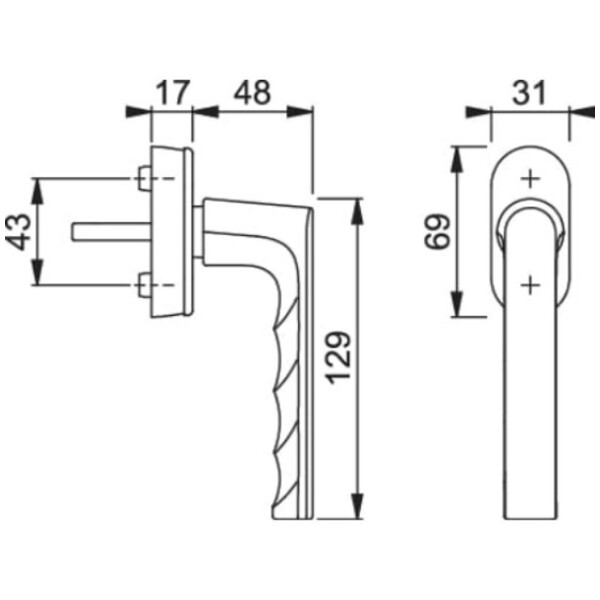 POIGNÉE DE FENÊTRE HAMBURG  SECUFORTE (Schéma) Poignée de fenêtre hamburg  secuforte