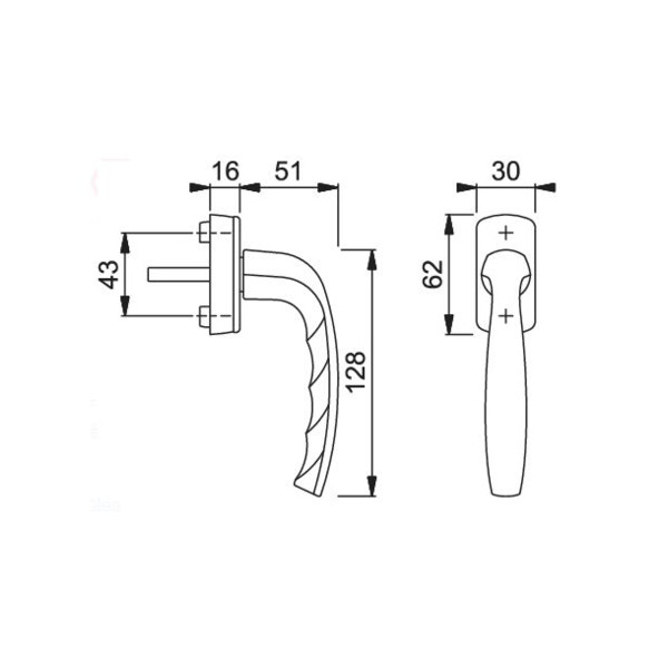 POIGNÉE DE FENÊTRE NEW-YORK  SECUSTIK (Schéma) Poignée de fenêtre new-york  secustik