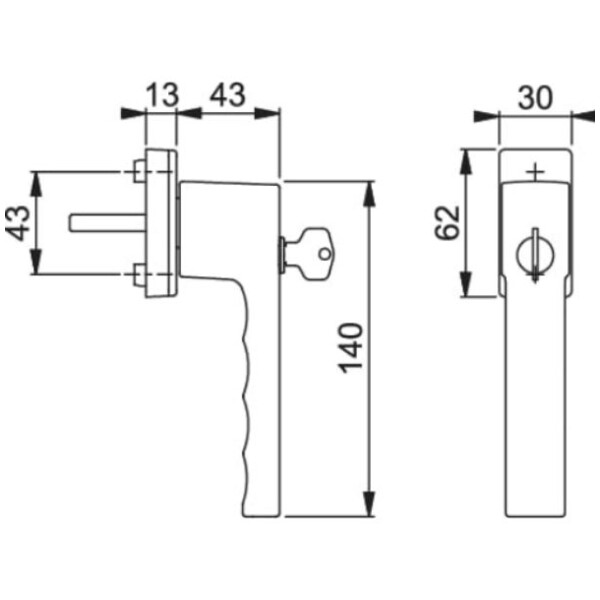 POIGNÉE DE FENÊTRE TOULON  TBT4 À CLÉ (Schéma) Poignée de fenêtre toulon  tbt4 à clé