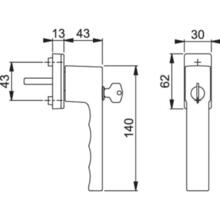 POIGNÉE DE FENÊTRE TOULON  TBT4 À CLÉ (vignette) Poignée de fenêtre toulon  tbt4 à clé