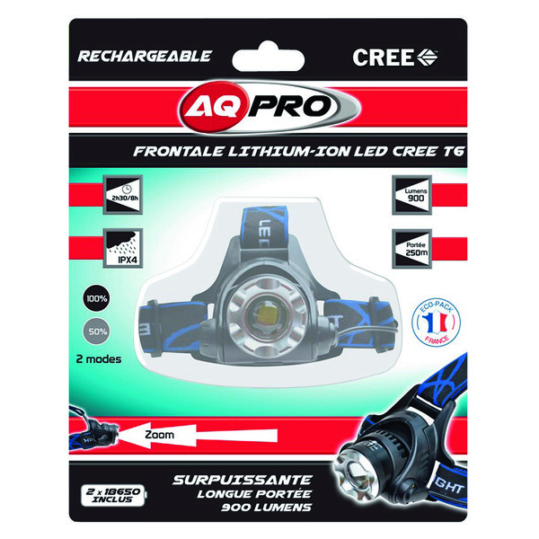 Lampe frontale led cree 900 lumens rechargeable