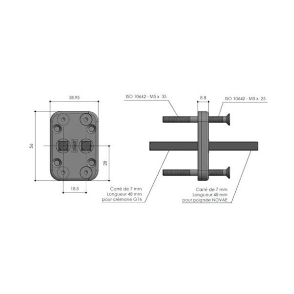Boitier renvoi fouillot pour battée alu