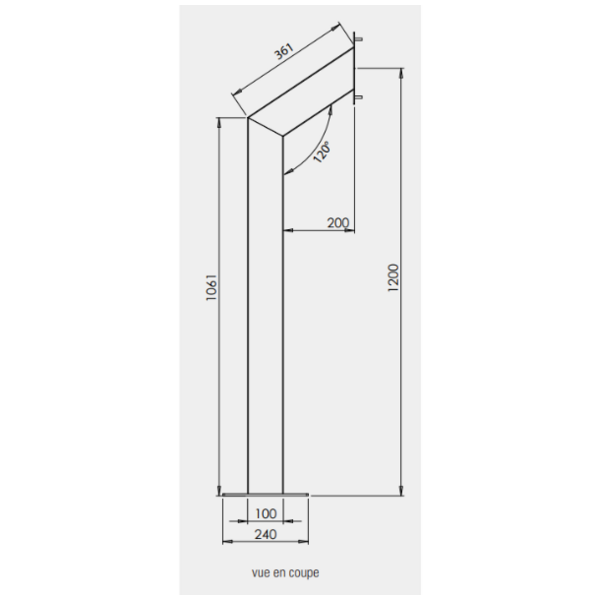 Borne piéton bras déporté avec visière