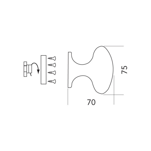 Bouton fixe laiton pvd