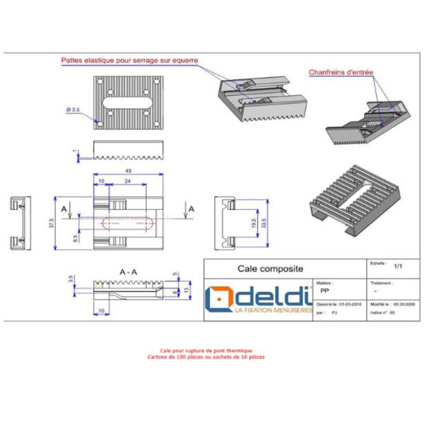 Câle rupture thermique pour équerre