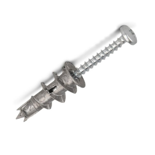 Cheville métallspid 3 pointes + vis tête ronde (boite de 100)