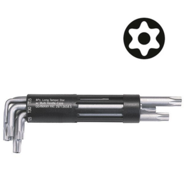 CLE MALE TORX® PERCE LONGUE, T10 A T50 (JEU DE 8) (Présentation) Cle male torx® perce longue, t10 a t50 (jeu de 8)