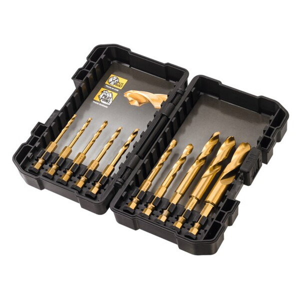 Coffret 10 forets métal titanium impact hex 3a12