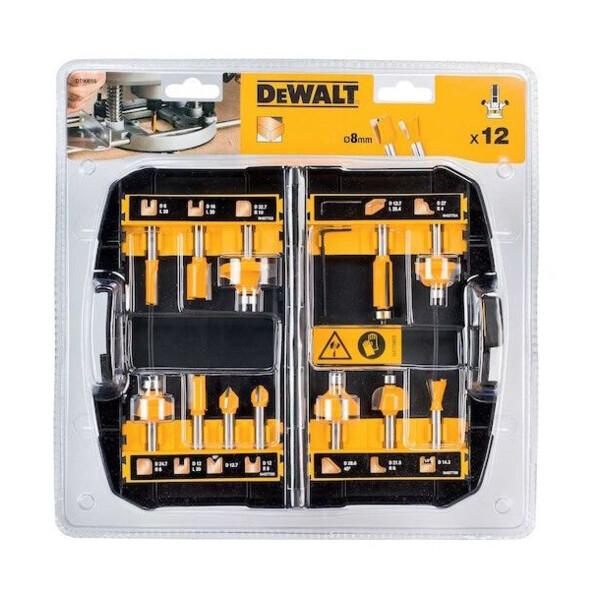 Coffret 12 fraises bois queue 8mm divers profils