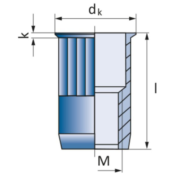 Ecrou à sertir tf crantée