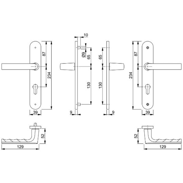 Poignée de porte plaque large  hamburg saillie normale