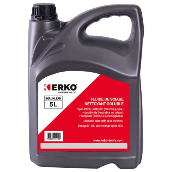 FLUIDE SOLUBLE NETTOYANT MACHINE ERKO SOLUKLEAN BIDON 5L (Présentation) Fluide soluble nettoyant machine erko soluklean bidon 5l