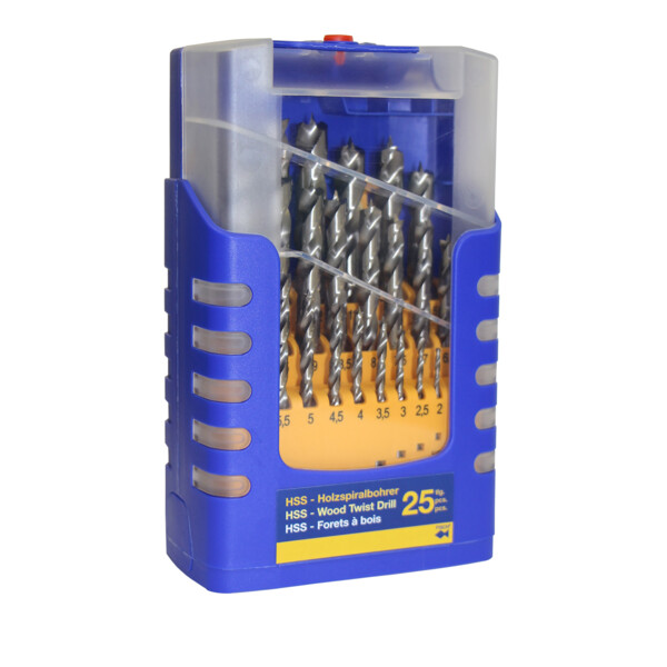 MECHE A BOIS HSS 3 POINTES QUEUE CYLINDRIQUE (COFFRET DE 25) (Présentation) Meche a bois hss 3 pointes queue cylindrique (coffret de 25)