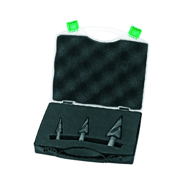 FORET ETAGE HSS QUEUE CYLINDRIQUE 3 MEPLATS (COFFRET DE 3) (Présentation) Foret etage hss queue cylindrique 3 meplats (coffret de 3)