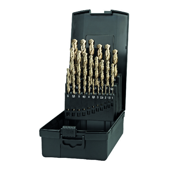 FORET QUEUE CYLINDRIQUE HSS COBALT 5% SERIE COURTE ''11.500'' (COFFRET) (Présentation) Foret queue cylindrique hss cobalt 5% serie courte ''11.500'' (coffret)