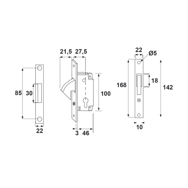 Serrure a crochet rentrant
