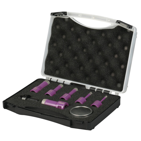 TREPAN DIAMANT A SEC M14 6/8/10/12/18/22MM (COFFRET DE 6) (Présentation) Trepan diamant a sec m14 6/8/10/12/18/22mm (coffret de 6)