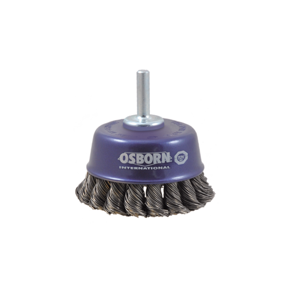 BROSSE COUPE SUR TIGE DE 6 MM Ø65 MM ACIER TORSADÉ 0,50 MM (Présentation) Brosse coupe sur tige de 6 mm ø65 mm acier torsadé 0,50 mm