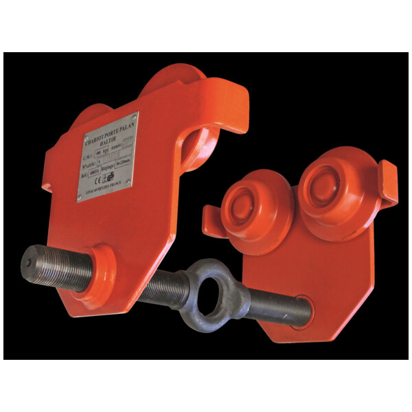 CHARIOT PORTE PALAN DEPLACEMENT PAR POUSSEE (Présentation) Chariot porte palan deplacement par poussee