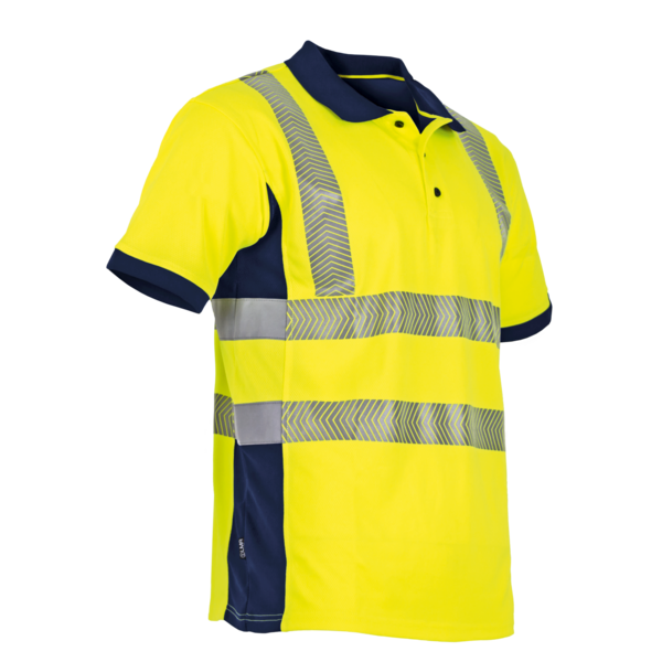 Polo manche courte haute visibilite vision marine/jaune