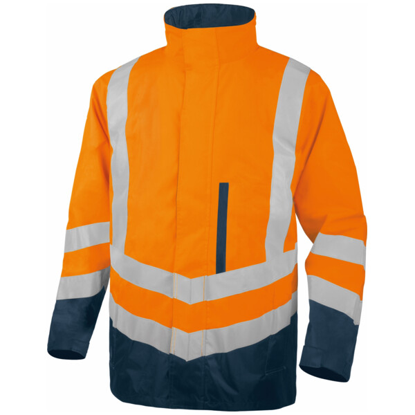 Parka haute visibilite optimum3 5 en 1 orange fluo/bleu marine