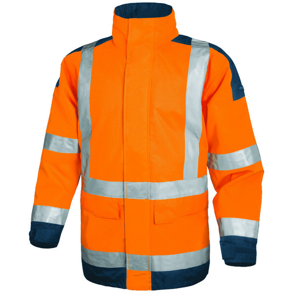 Parka haute visibilite easyview orange fluo/bleu marine