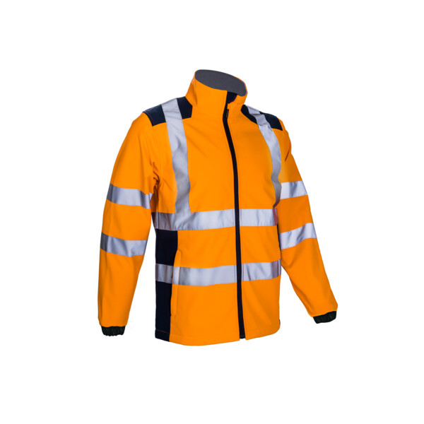 VESTE SOFTSHELL HAUTE VISIBILITE KANPA ORANGE/MARINE (Présentation) Veste softshell haute visibilite kanpa orange/marine