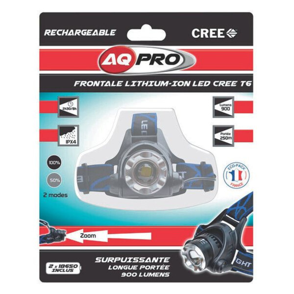 LAMPE FRONTALE LED CREE 900 LUMENS RECHARGEABLE (Présentation) Lampe frontale led cree 900 lumens rechargeable