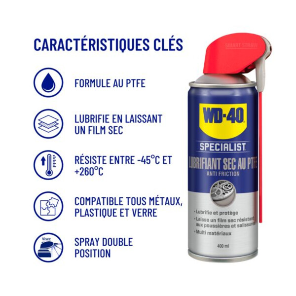 LUBRIFIANT SEC AU PTFE 400ML NET (SYSTEME PRO) (Présentation) Lubrifiant sec au ptfe 400ml net (systeme pro)