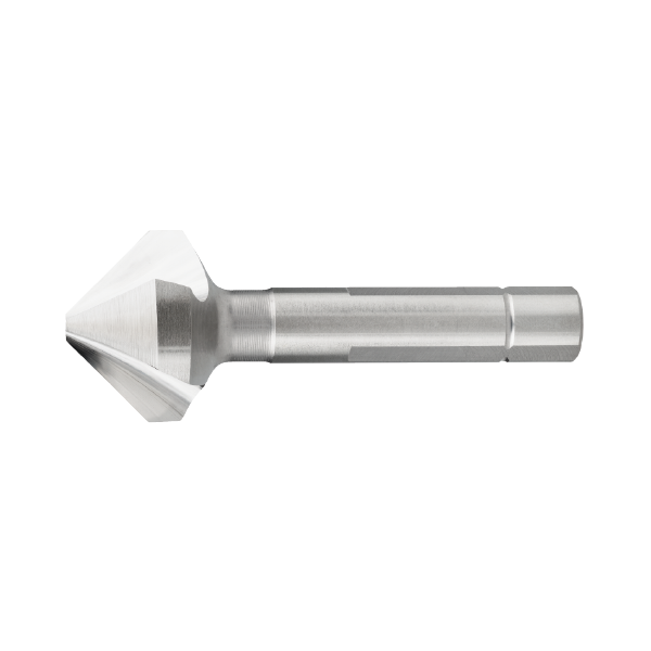 FRAISE A CHANFREINER HSS-E 90° 3 TAILLANTS QUEUE A 3 MEPLATS 42.555 (Présentation) Fraise a chanfreiner hss-e 90° 3 taillants queue a 3 meplats 42.555