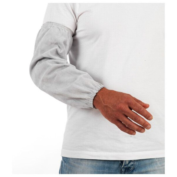 Manchette soudeur en croute de cuir gris clair la paire