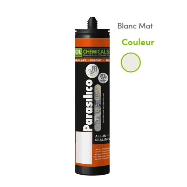 Mastic silicone prestige mat blanc cart300ml