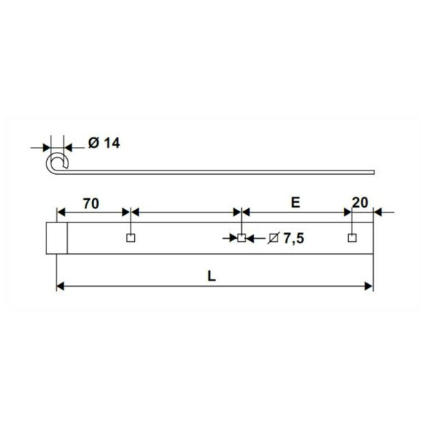 Penture droite 40x6 ø14