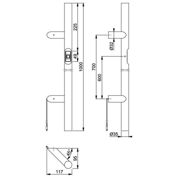 Poignée battante simple  fingerscan design rond