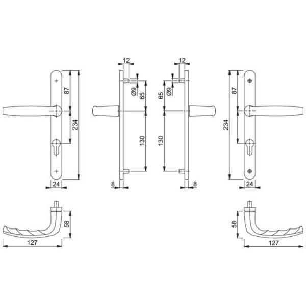 Poignée de porte étroite  étanche aev atlanta saillie  normale