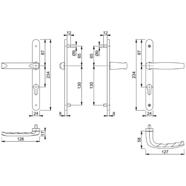 Poignée de porte étroite  étanche aev atlanta saillie  réduite