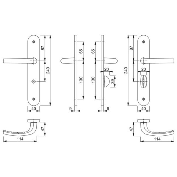 Poignée de porte large san  diego entraxe 195mm