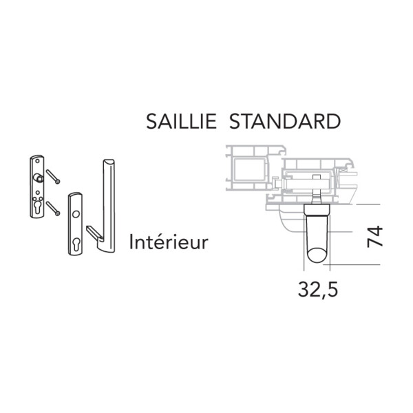 Poignée intérieure hs 300 montage double