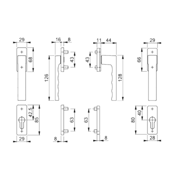Poignée de porte-fenêtre  toulon à clé saillie  normale