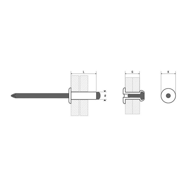 Rivet aluminium tête plate laquée