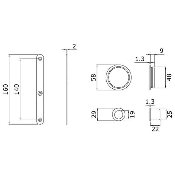 Serrure + cuvette pour porte à galandage bdc