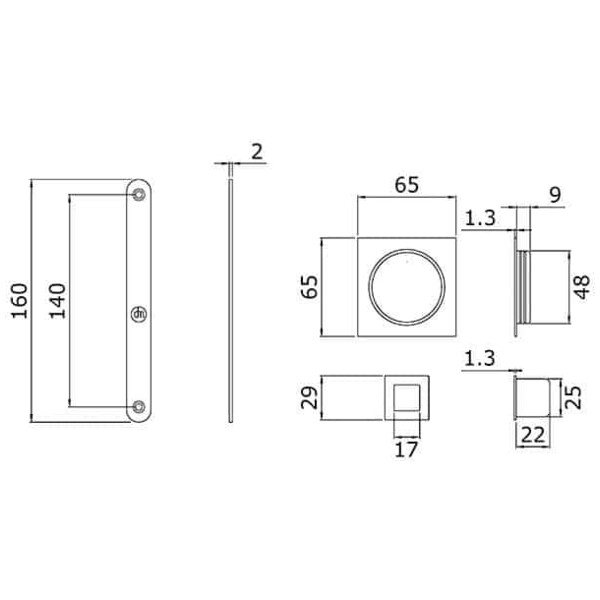 Serrure + cuvette pour porte à galandage bdc