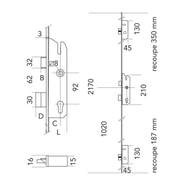 Serrure antipanique multipoints 833p