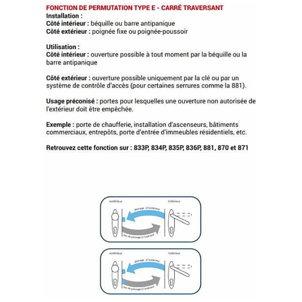 Serrure antipanique multipoints 835p  2 vantaux