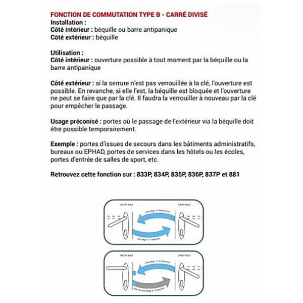 Serrure antipanique multipoints 835p  2 vantaux