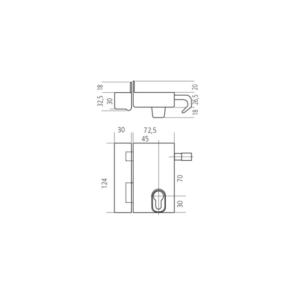 Serrure applique cylindre euro