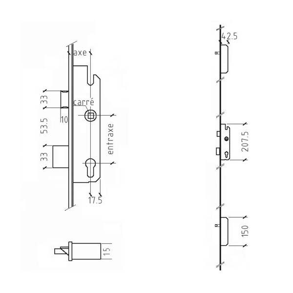 Serrure bs2300 standard - têtières 26 à 34