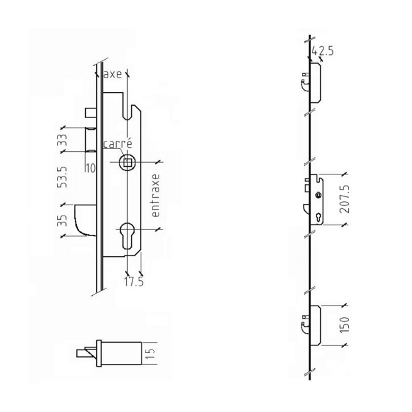 Serrure bs3700 standard - têtières 26 à 34 clamée