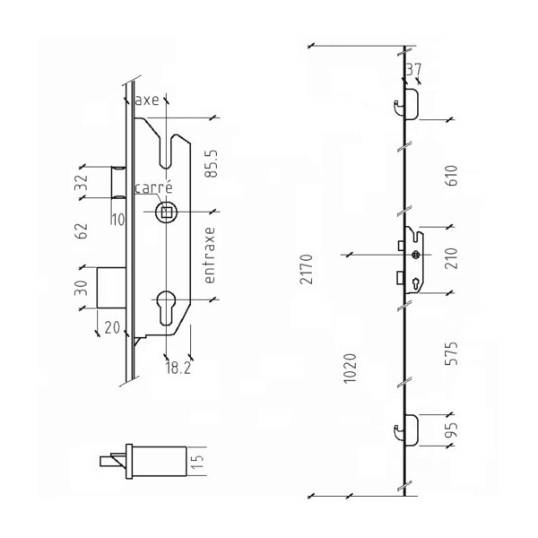 Serrure compact 855gl type 3