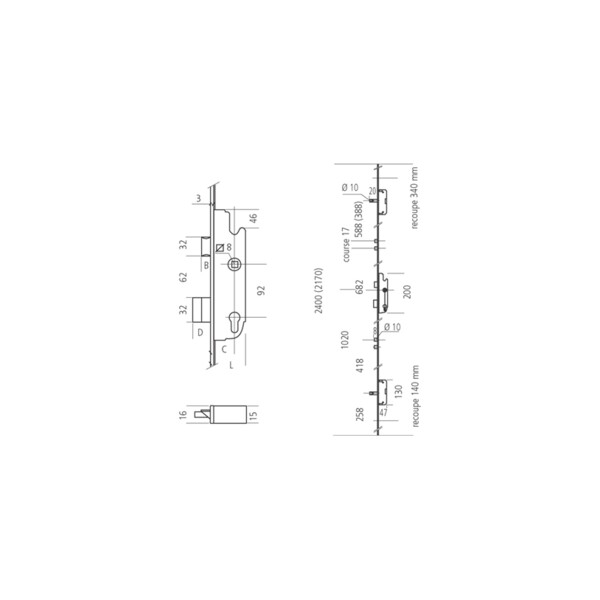 Serrure multipoints 855gl type 8-1